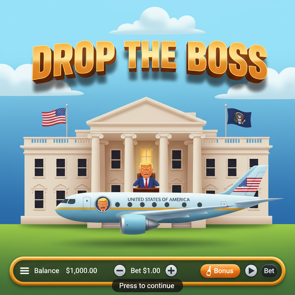 Drop the Boss slot game main screen showing White House and Air Force One